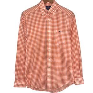 Vineyard Vines Preppy Slim Fit Orange Check Tucker Button Up Shirt Size XS